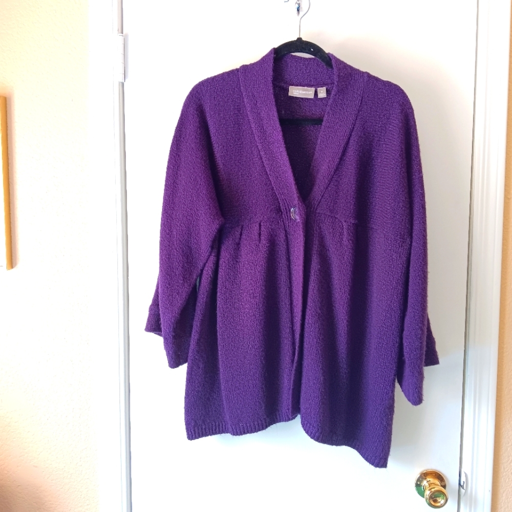 WOMEN'S PURPLE ONE BUTTON SWEATER BY CROFT AND BARROW WOMAN SIZE 1X